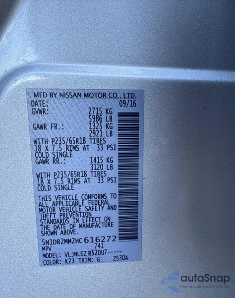 2017 Nissan Pathfinder S from USA, damaged, VIN 5N1DR2MM2HC616272